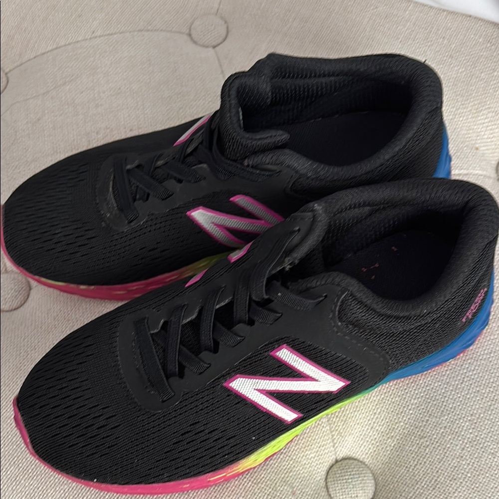 New Balance Kids Sneakers - Black with Pink and Blue Accents